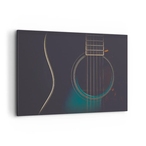 Impression sur toile - Image sur toile - Guitare acoustique dans une lumière sombre et élégante - 120x80cm - Le calme avant la tempête - Décoration murale moderne pour le salon et la chambre ARTTOR