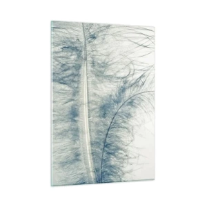 Impression sur verre - Image sur verre - Une plume délicate sur un fond clair dans un style minimaliste - 50x70cm - Les sept natures - Décoration murale moderne pour le salon et la chambre ARTTOR