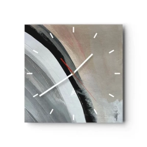 Horloge murale - Pendule murale - Composition : arc de noir et gris - 40x40 cm