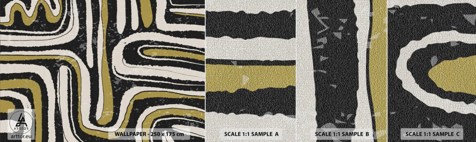 Échantillon de Papier Peint Premium Canvas - Composition : routes et ruelles - Vieilli, Abstraction, Morceau - 100x30 cm