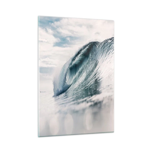 Impression sur verre - Image sur verre - Une puissante vague océanique sous les rayons du soleil - 50x70cm - Pic d'eau - Décoration murale moderne pour le salon et la chambre ARTTOR