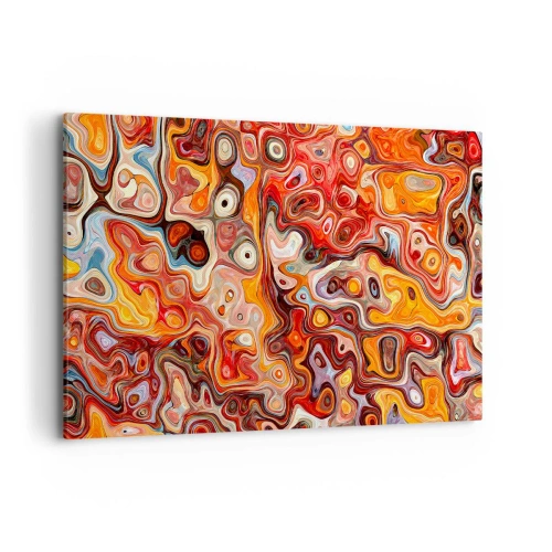 Impression sur toile - Image sur toile - Une composition abstraite dans des tons chauds de rouge, d'orange et de jaune. - 120x80cm - Si les noix fondaient dans du miel - Décoration murale moderne pour le salon et la chambre ARTTOR