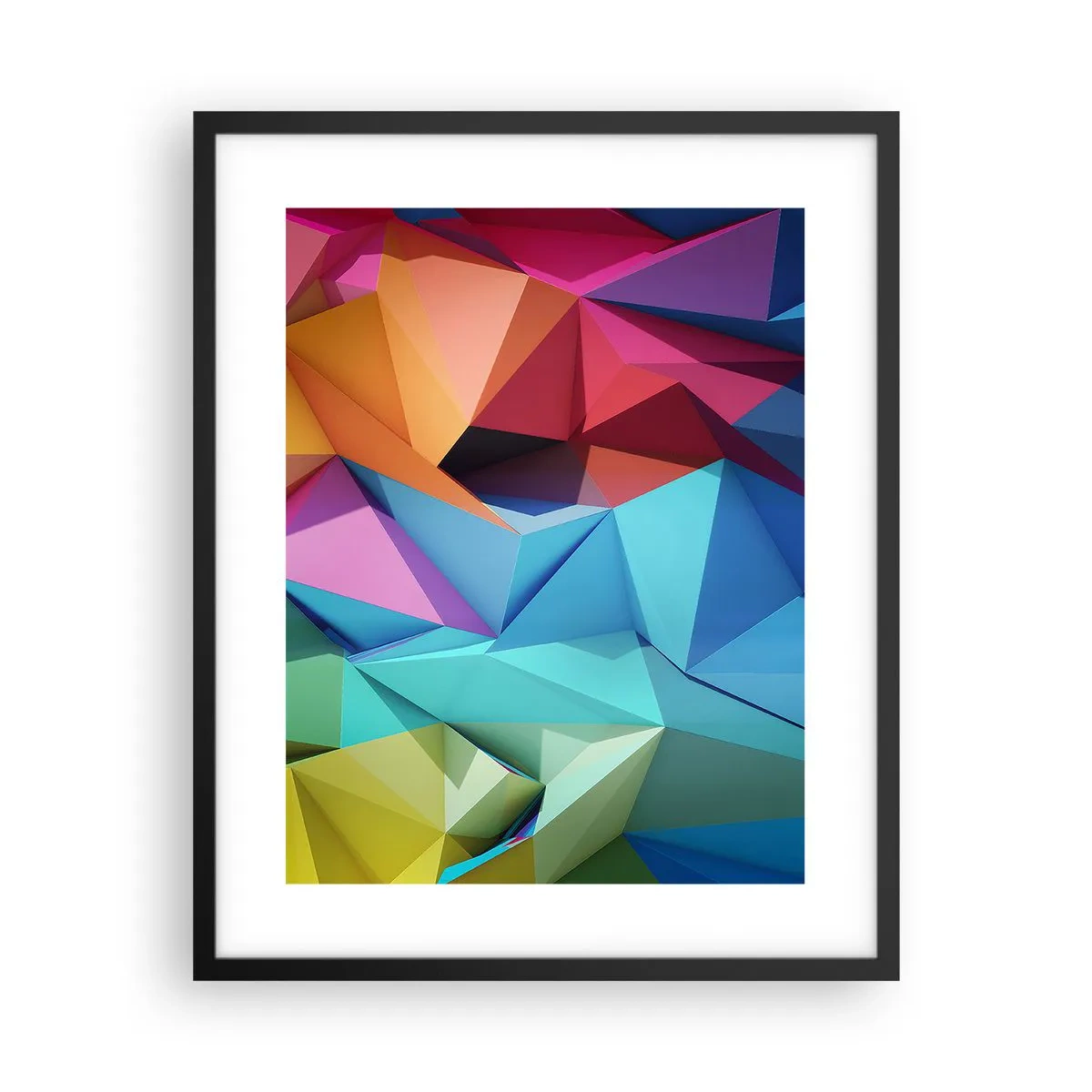 Affiche dans un cadre noir - Poster - Origami arc-en-ciel - 40x50 cm