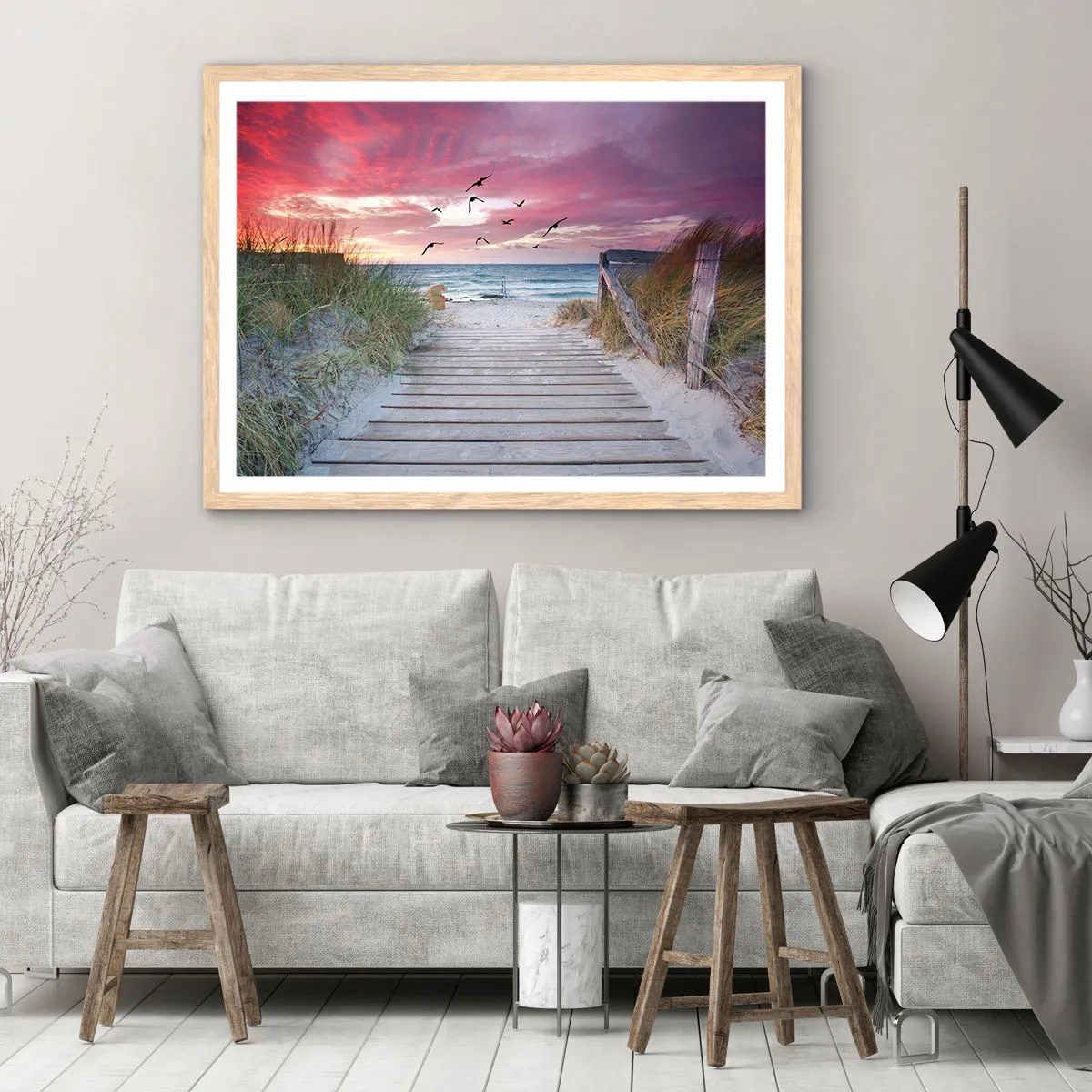 Affiche dans un chêne clair - Poster - Impression de la Baltique - 50x40 cm