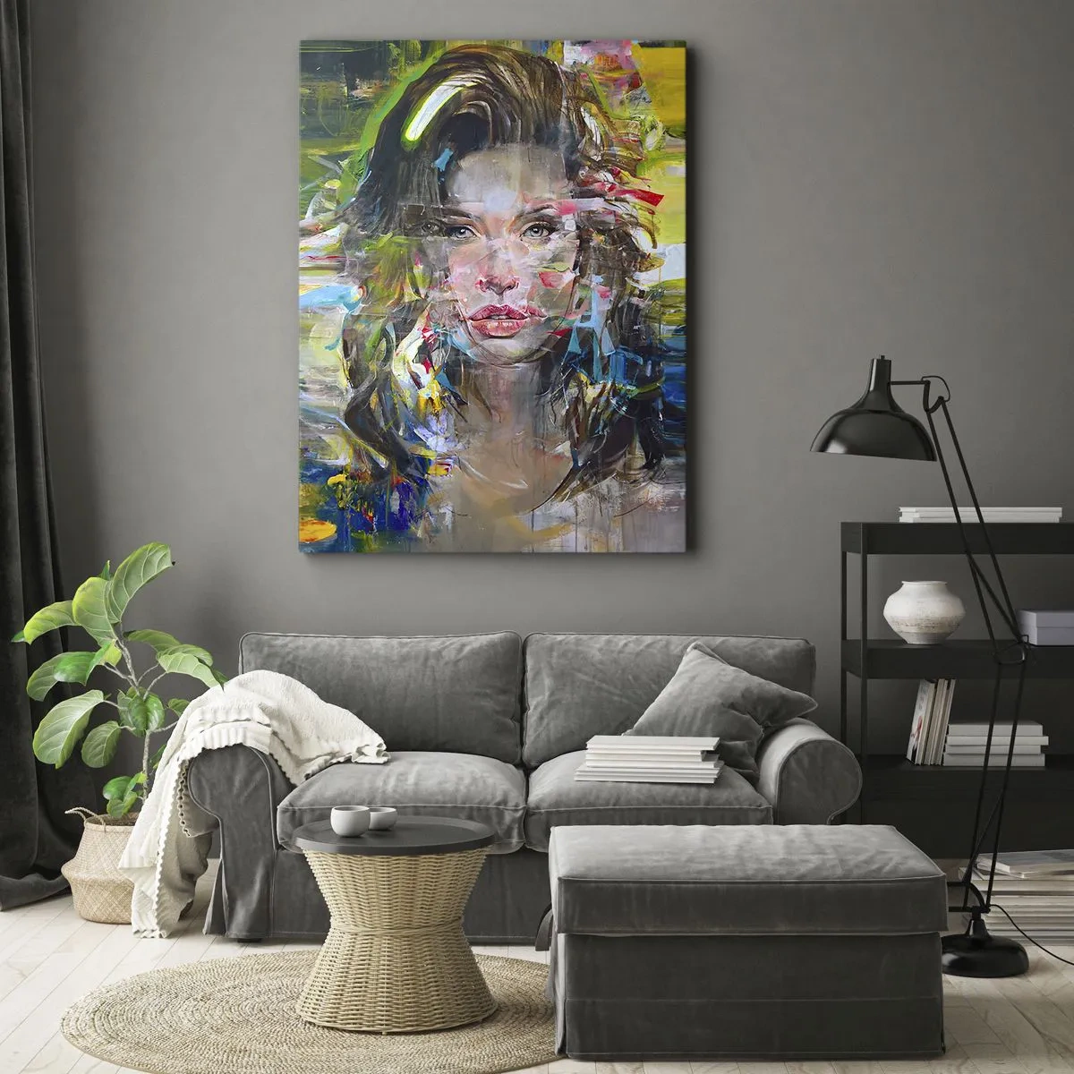 Impression sur toile - Image sur toile - Derrière l'air, un rideau - 55x100 cm