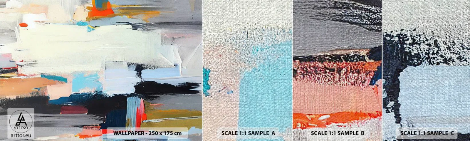 Échantillon de Papier Peint Premium Canvas - Y a-t-il une méthode ? - Moderne, Des peintures, Minimaliste - 100x30 cm