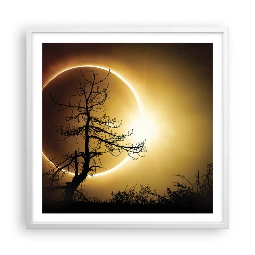 Affiche dans un cadre blanc - Poster - Éclipse totale - 60x60 cm