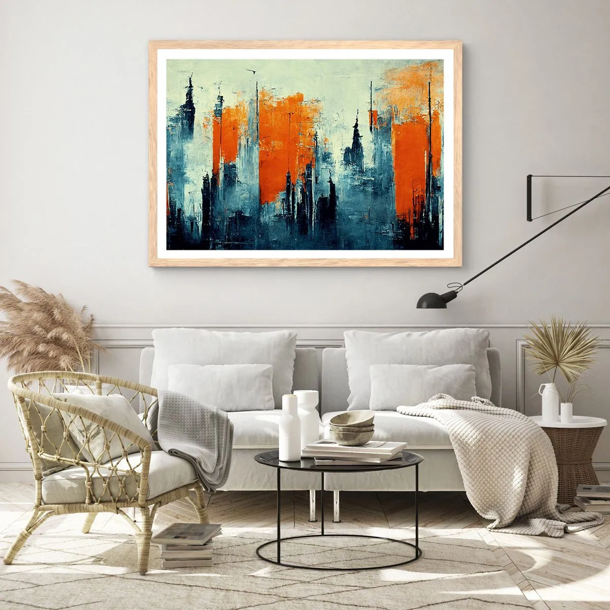 Affiche dans un chêne clair - Poster - Paysage moderne - 70x50 cm