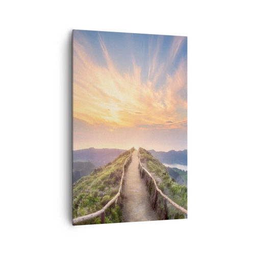 Impression sur toile - Image sur toile - Un sentier pittoresque sur une colline avec vue sur le coucher de soleil - 80x120cm - Proche du ciel - Décoration murale moderne pour le salon et la chambre ARTTOR
