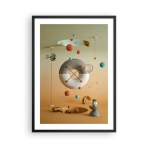 Affiche dans un cadre noir - Poster - Une composition abstraite de formes géométriques aux couleurs chaudes. - 50x70cm - Tout peut arriver - Décoration murale moderne pour le salon et la chambre ARTTOR