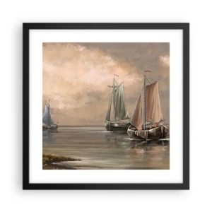 Affiche dans un cadre noir - Poster - Le retour des marins - 40x40 cm