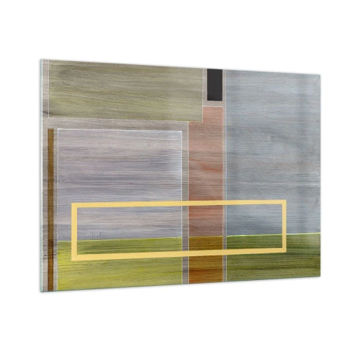 Impression sur verre - Image sur verre - Abstraction moderne avec des formes rectangulaires et des couleurs terreuses - 100x70cm - Simple et calme - Décoration murale moderne pour le salon et la chambre ARTTOR