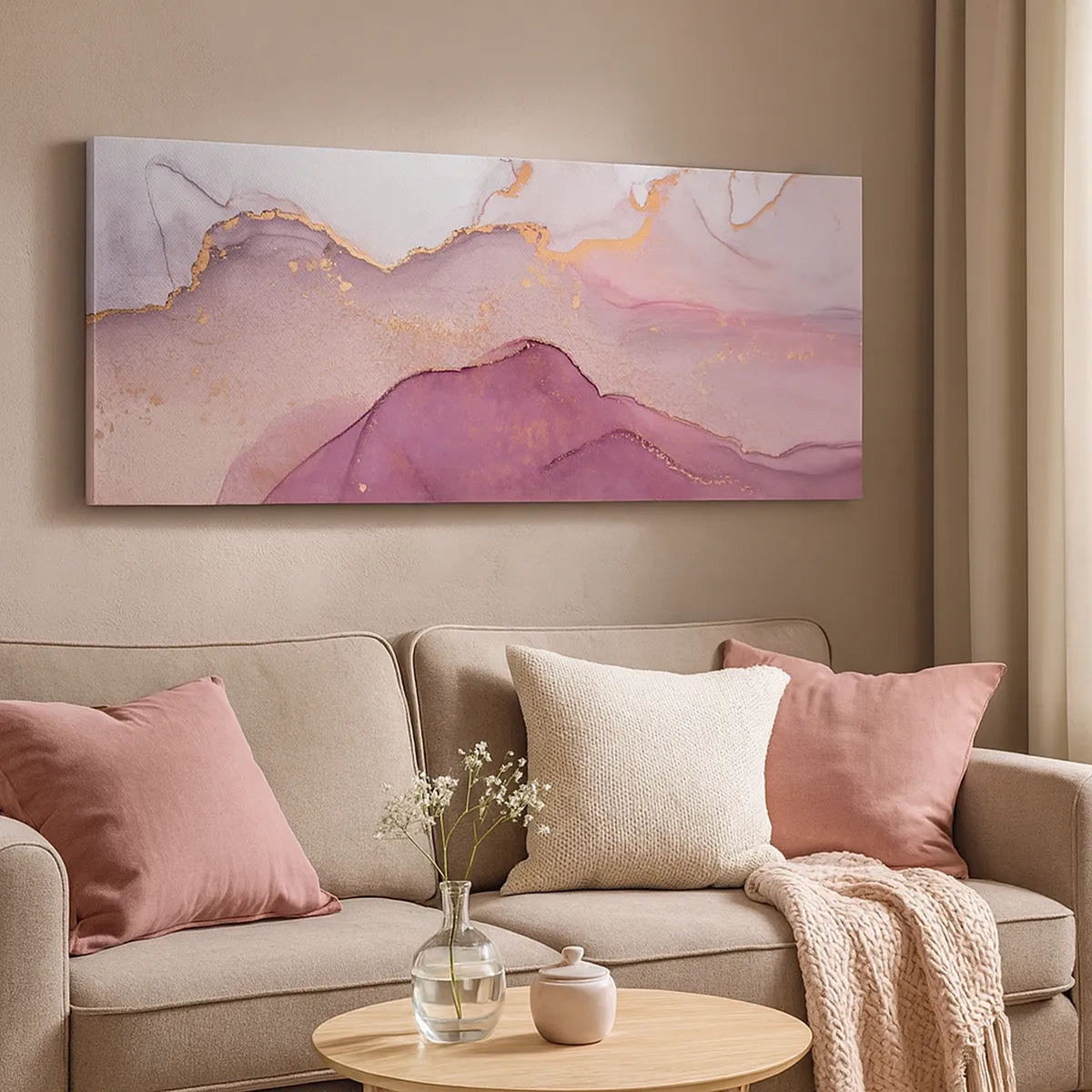 Impression sur toile - Image sur toile - Vagues lilas et violettes - 30x30 cm