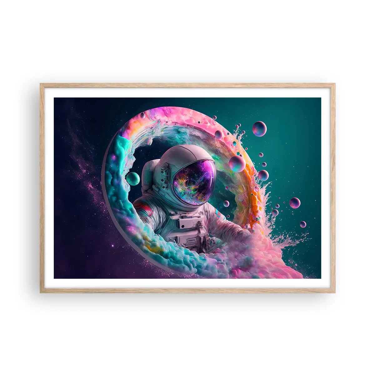 Affiche dans un chêne clair - Poster - porte des étoiles - 100x70 cm