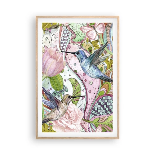 Affiche dans un chêne clair - Poster - Empêtré dans les vignes - 61x91 cm