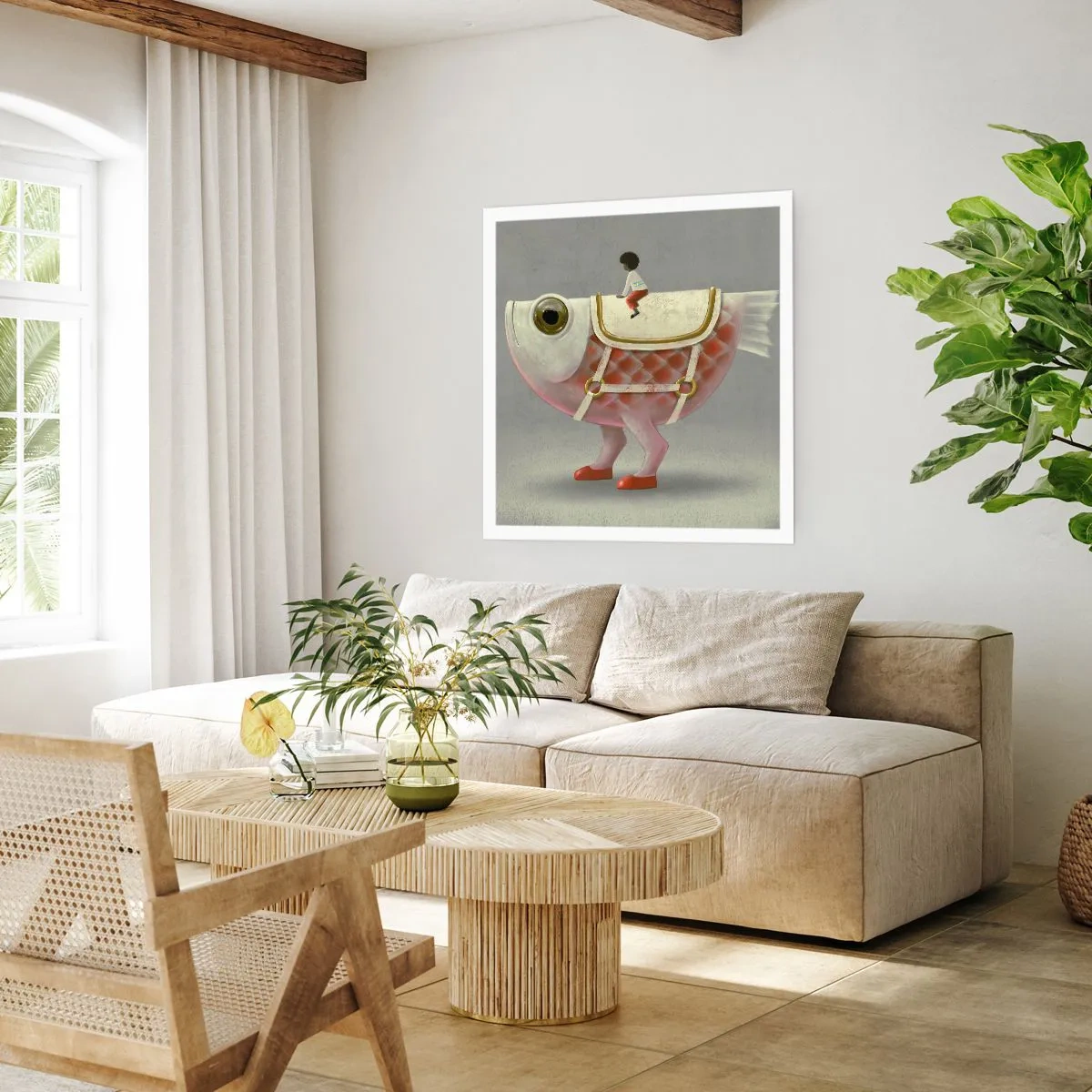 Affiche - Poster - Le cavalier poisson - 60x60 cm