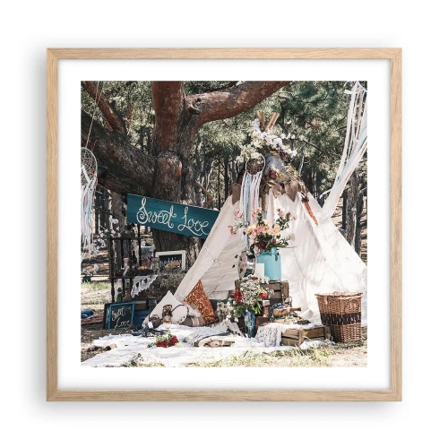 Affiche dans un chêne clair - Poster - Make love… - 50x50 cm