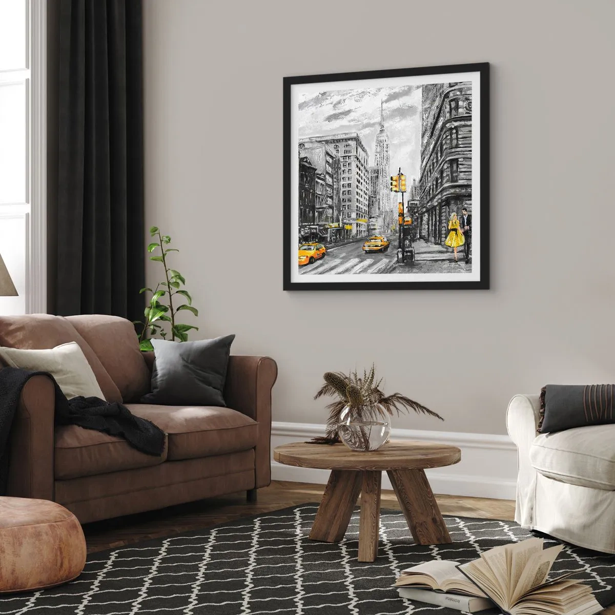 Affiche dans un cadre noir - Poster - Une histoire new-yorkaise - 40x40 cm