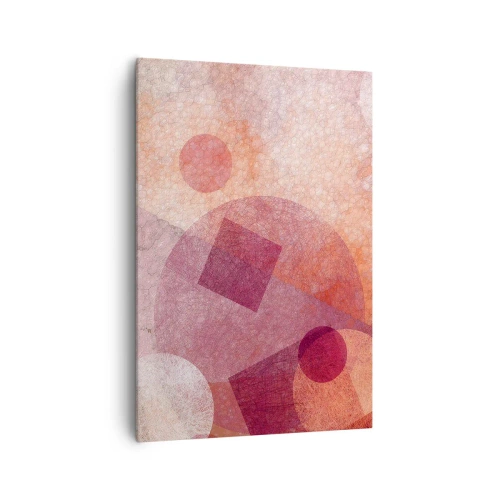 Impression sur toile - Image sur toile - Formes géométriques abstraites dans des tons pastel de rose - 70x100cm - Transformations géométriques en rose - Décoration murale moderne pour le salon et la chambre ARTTOR