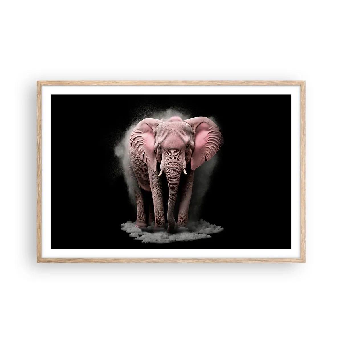Affiche dans un chêne clair - Poster - Ne pensez pas à un éléphant rose ! - 91x61 cm