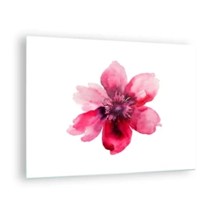 Impression sur verre - Image sur verre - Illustration à l'aquarelle d'une fleur rouge sur fond blanc - 70x50cm - Un baiser parfumé au carmin - Décoration murale moderne pour le salon et la chambre ARTTOR