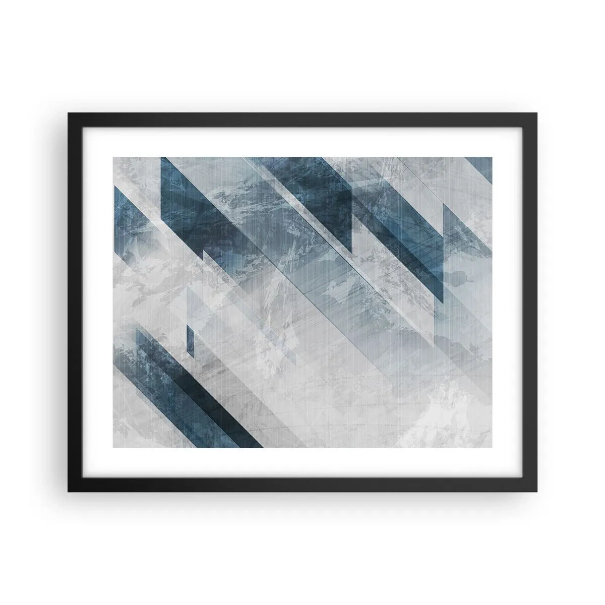 Affiche dans un cadre noir - Poster - Composition spatiale - mouvement gris - 50x40 cm