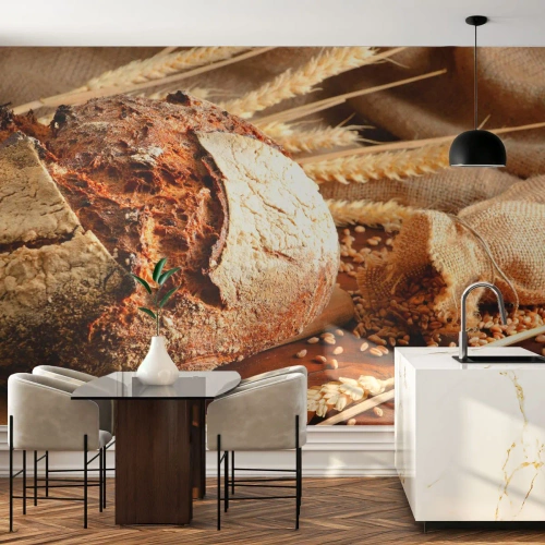 Papier Peint Photo Premium Sand - Appétissant, parfumé, croquant - Pain, Grain de blé, La gastronomie - 350x256 cm