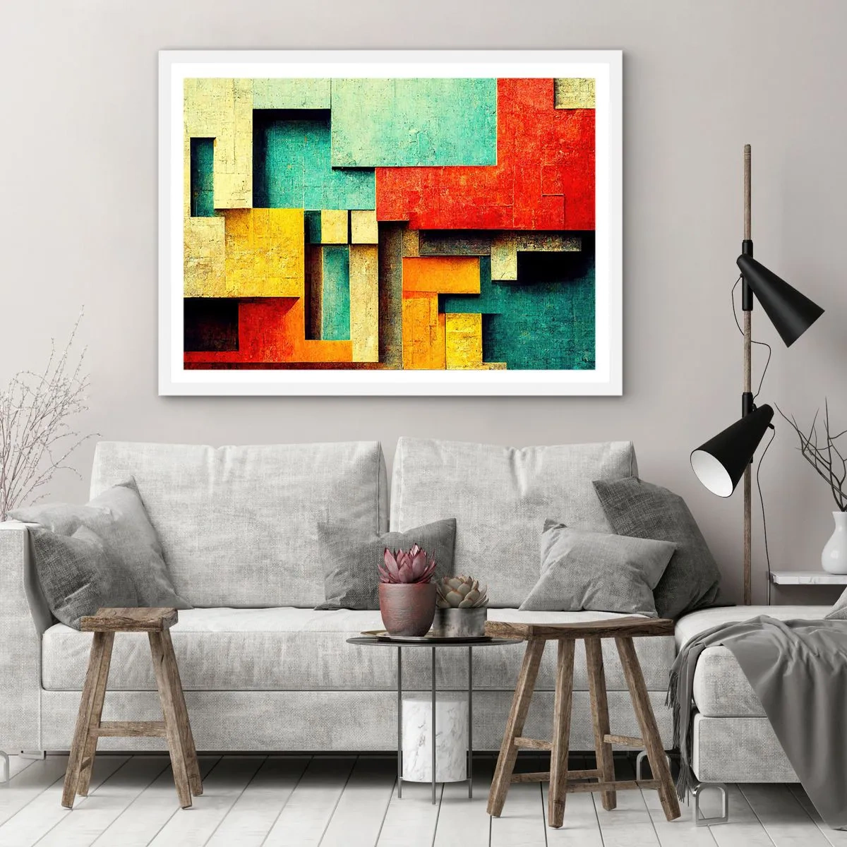 Affiche dans un cadre blanc - Poster - Festival des angles droits - 100x70 cm