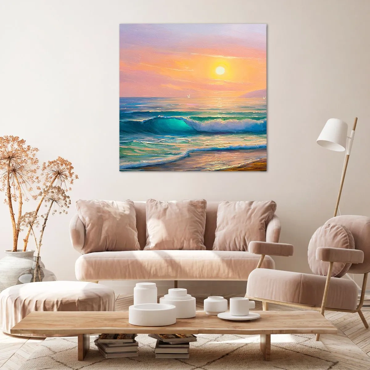 Impression sur toile - Image sur toile - Le chant turquoise des vagues - 60x60 cm