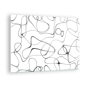 Impression sur verre - Image sur verre - Lignes noires abstraites sur fond blanc - 70x50cm - Le chemin de la vie, les voies du hasard - Décoration murale moderne pour le salon et la chambre ARTTOR