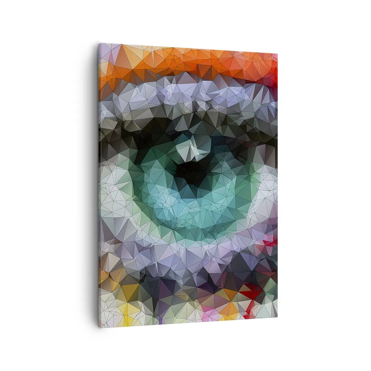 Impression sur toile - Image sur toile - Look géométrique avec œil vert - 50x70cm - Lueur cristalline des yeux - Décoration murale moderne pour le salon et la chambre ARTTOR