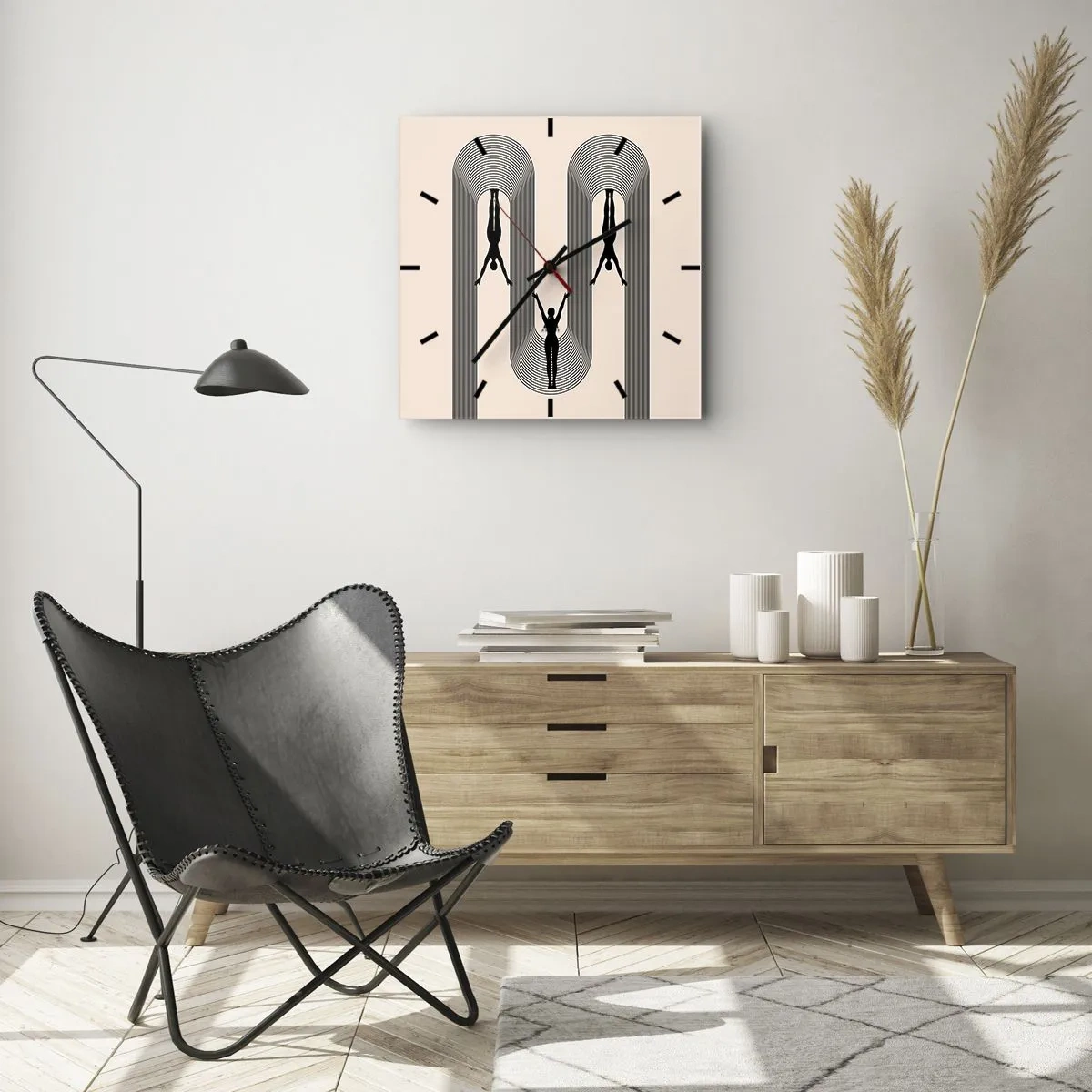 Horloge murale - Pendule murale - Les jambes en l’air - 30x30 cm