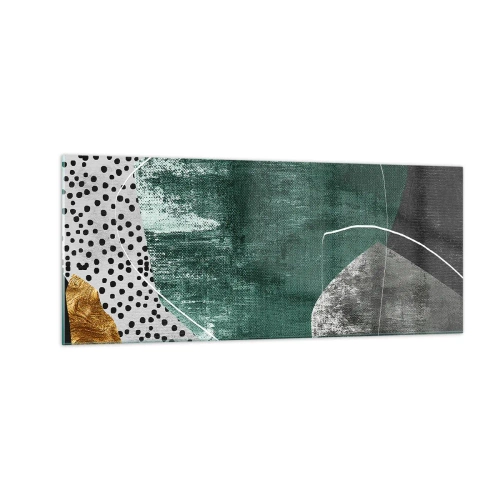 Impression sur verre - Image sur verre - Abstraction colorée avec feuille d'or - 100x40 cm