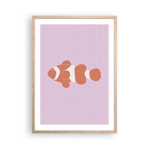 Affiche dans un chêne clair - Poster - En corail sur le visage et la queue - 50x70 cm