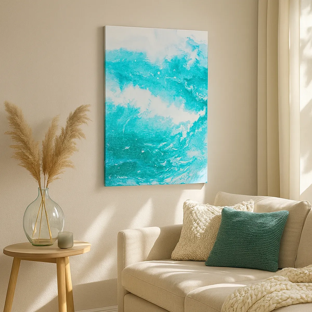 Impression sur toile - Image sur toile - Tourbillon abstrait dans les tons de bleu - 50x70cm - Au coeur de l'élément - Décoration murale moderne pour le salon et la chambre ARTTOR