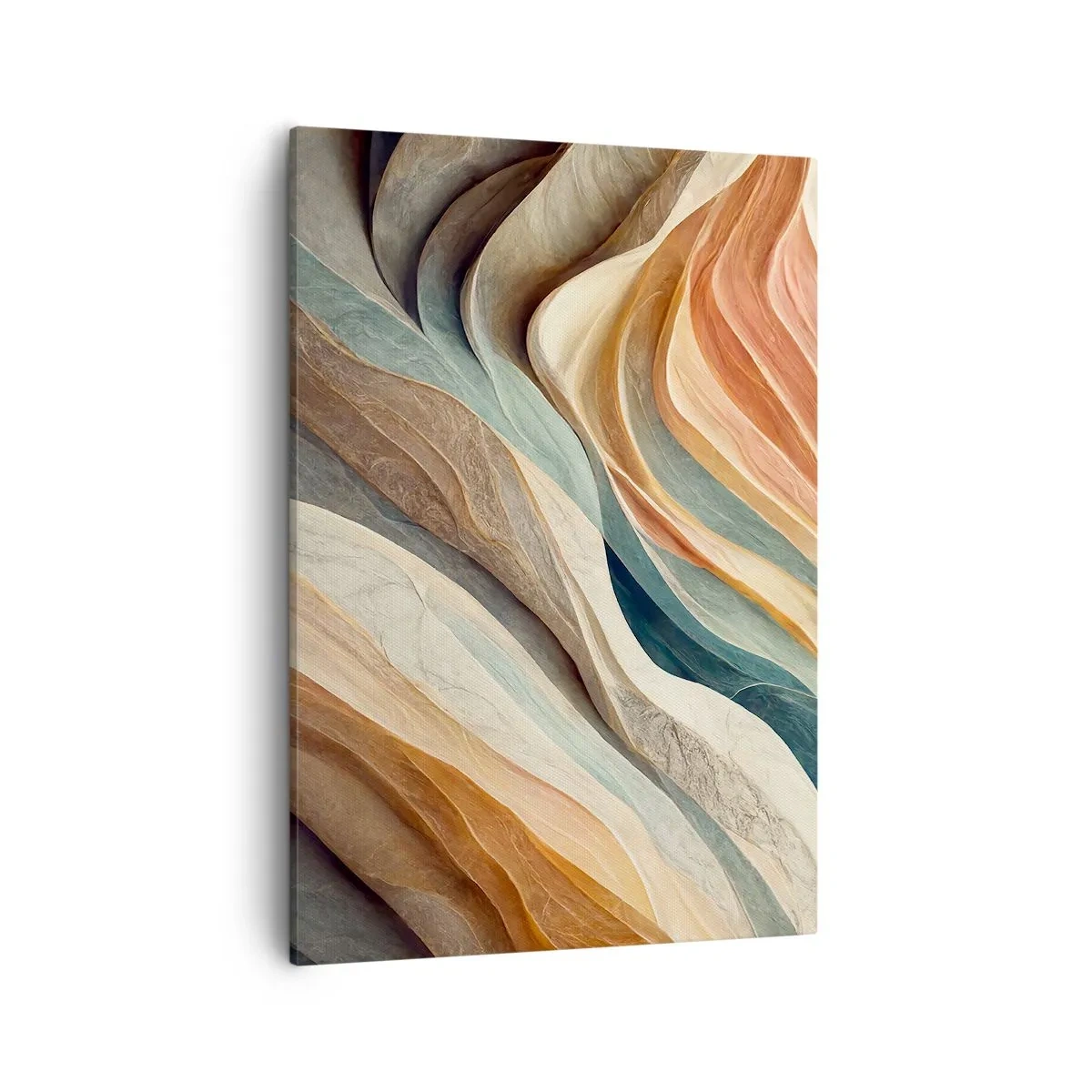 Impression sur toile - Image sur toile - Vagues abstraites aux tons pastel - 50x70cm - Le moment avant le changement - Décoration murale moderne pour le salon et la chambre ARTTOR