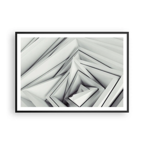 Affiche dans un cadre noir - Poster - Une composition abstraite de formes géométriques dans des tons de gris. - 100x70cm - Bourgeon d’angles vifs - Décoration murale moderne pour le salon et la chambre ARTTOR