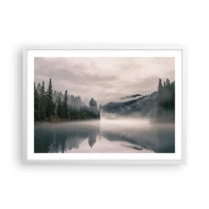Affiche dans un cadre blanc - Poster - Reflet dans le brouillard - 70x50 cm