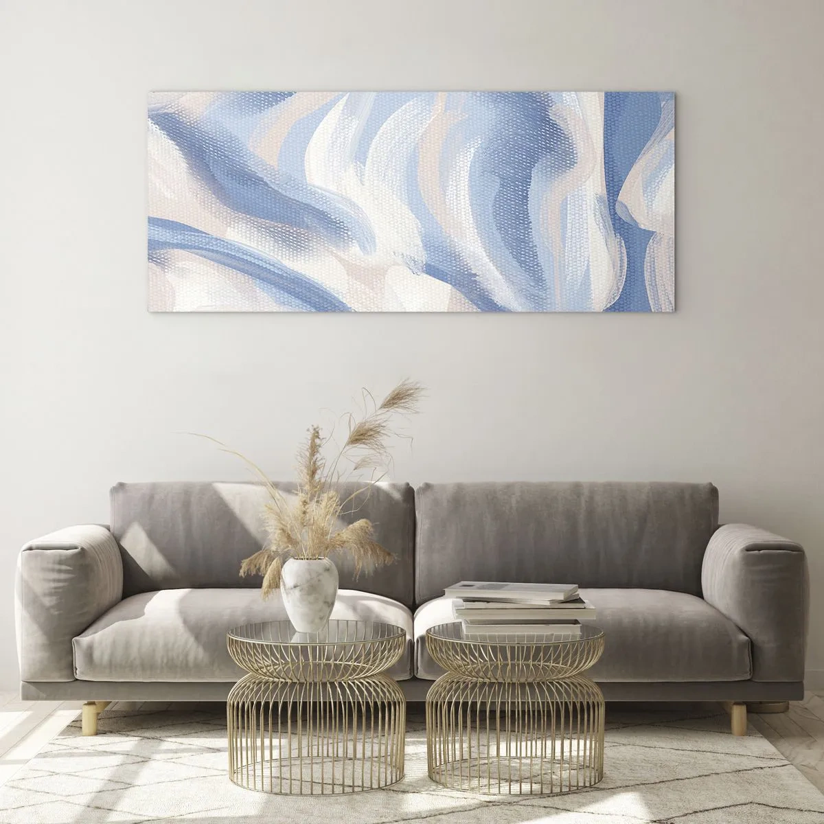 Impression sur verre - Image sur verre - Vagues bleues - 100x40 cm