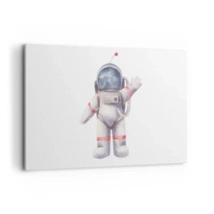 Impression sur toile - Image sur toile - Astronaute de style aquarelle sur fond blanc - 120x80cm - C'est tout pour le moment! - Décoration murale moderne pour le salon et la chambre ARTTOR