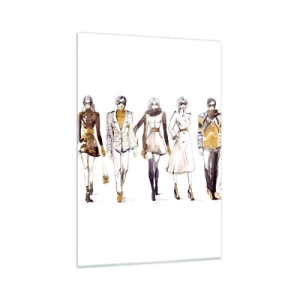 Impression sur verre - Image sur verre - Croquis d'un groupe de personnes en tenues de mode - 70x100cm - Chic décontracté, élégance décontractée - Décoration murale moderne pour le salon et la chambre ARTTOR