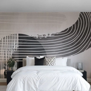 Papier Peint Photo Premium Sand - Formes abstraites dans des tons de noir et de gris - 100x70cm - Aller et retour - Décoration murale moderne pour le salon et la chambre ARTTOR