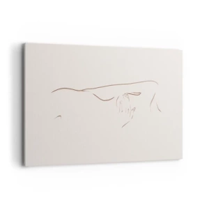 Impression sur toile - Image sur toile - Un dessin au trait subtil d'une silhouette sur un fond clair - 120x80cm - La forme du désir - Décoration murale moderne pour le salon et la chambre ARTTOR