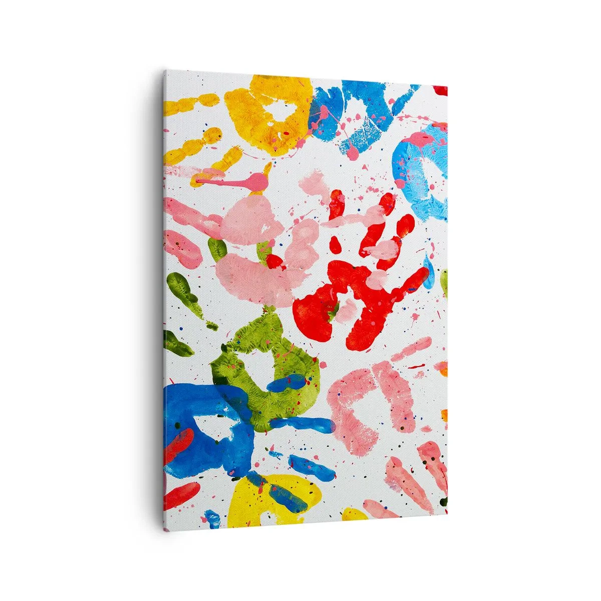 Impression sur toile - Image sur toile - Empreintes de mains colorées sur fond blanc - 70x100cm - Suivez les traces - Décoration murale moderne pour le salon et la chambre ARTTOR