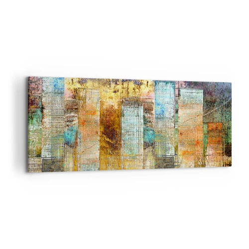 Impression sur toile - Image sur toile - Gratte-ciel abstraits de style industriel - 120x50cm - Une métropole ensoleillée - Décoration murale moderne pour le salon et la chambre ARTTOR