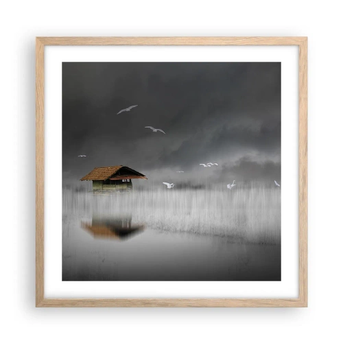 Affiche dans un chêne clair - Poster - A l'abri de la pluie - 50x50 cm