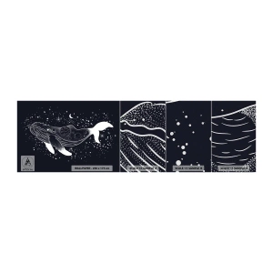 Échantillon de Papier Peint Premium Sand - Dans l'océan de l'univers - Abstraction, Baleine, Noir et blanc - 100x30 cm