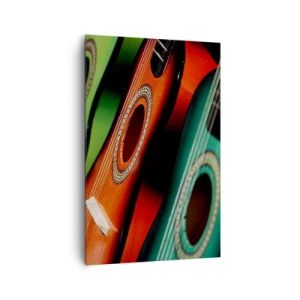 Impression sur toile - Image sur toile - Guitares colorées de différentes nuances disposées en rangée - 80x120cm - La guitare a plusieurs couleurs - Décoration murale moderne pour le salon et la chambre ARTTOR
