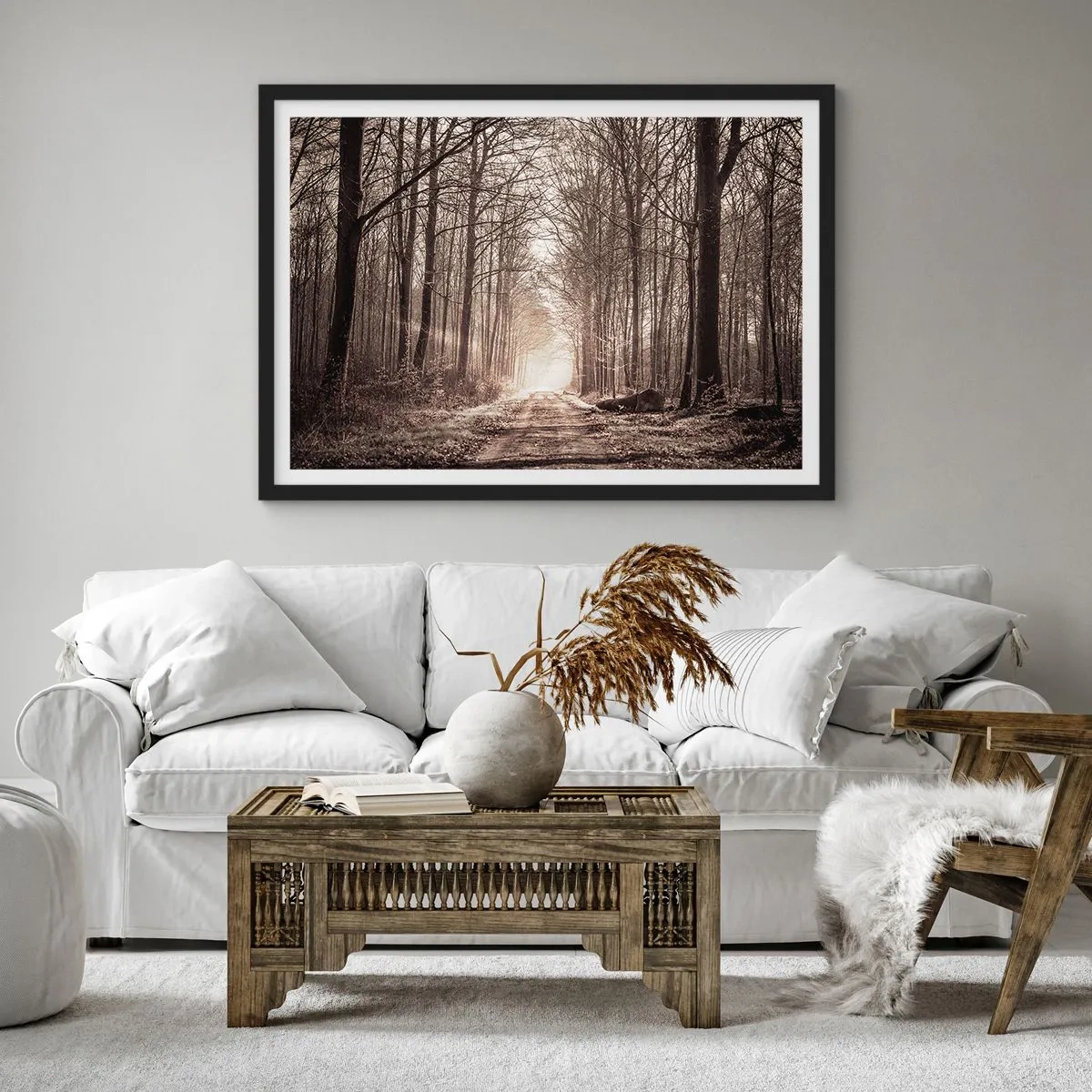 Affiche dans un cadre noir - Poster - Cathédrale de la forêt - 50x40 cm