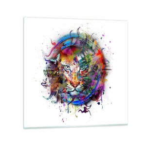 Impression sur verre - Image sur verre - Il se cache derrière un voile arc-en-ciel - 70x70 cm